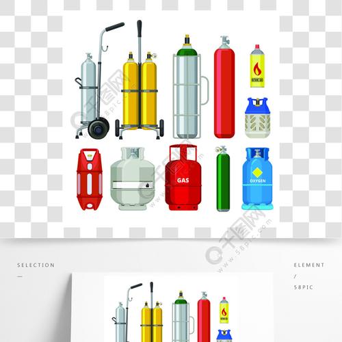 气瓶丁烷氦乙炔丙烷金属罐缸石油站工具矢量插图罐内丁烷和丙烷气瓶